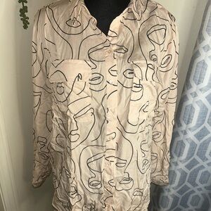 Abstract Patterned Beige Shirt